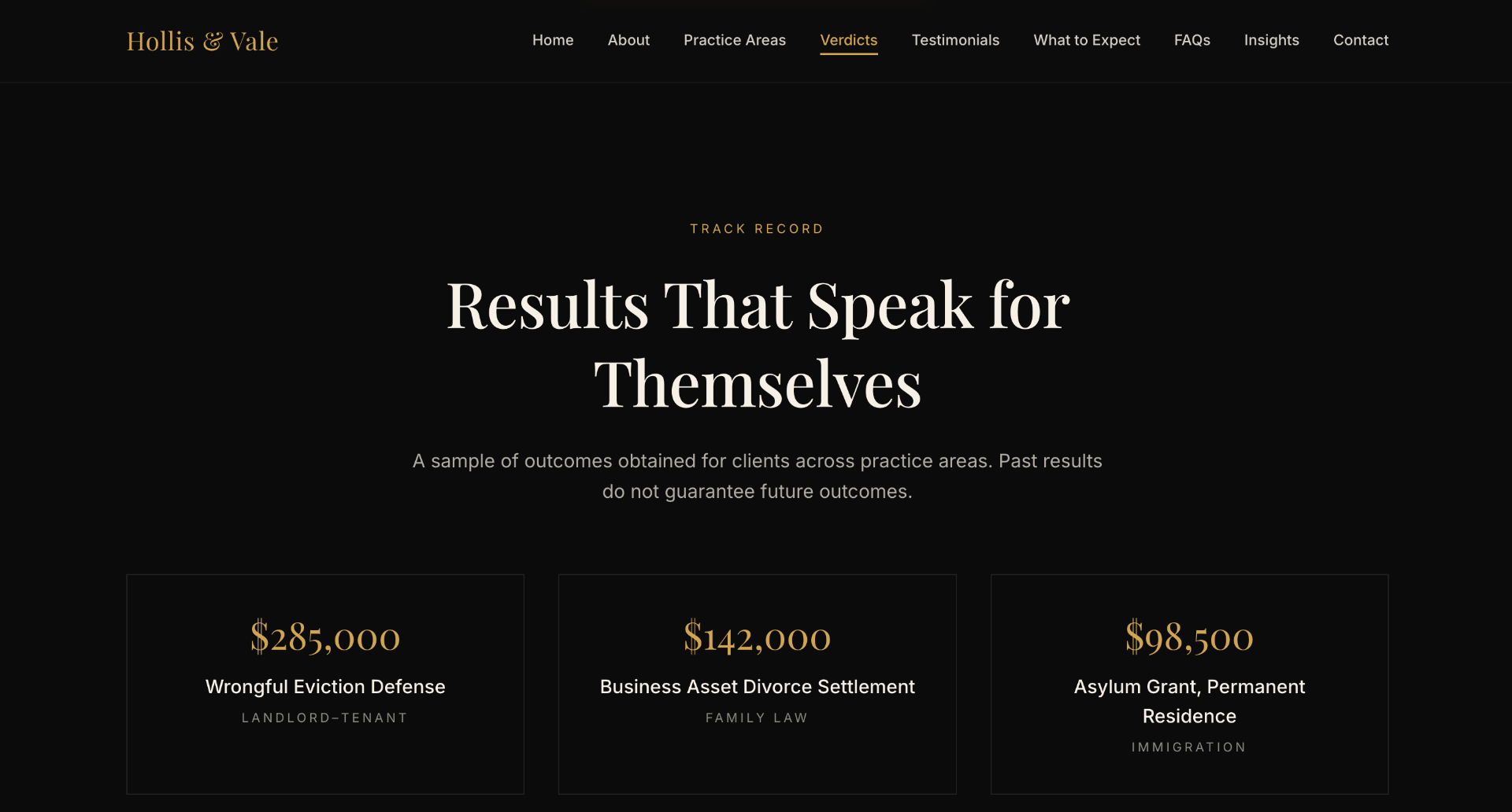 Hollis Vale Law — Verdicts & Settlements