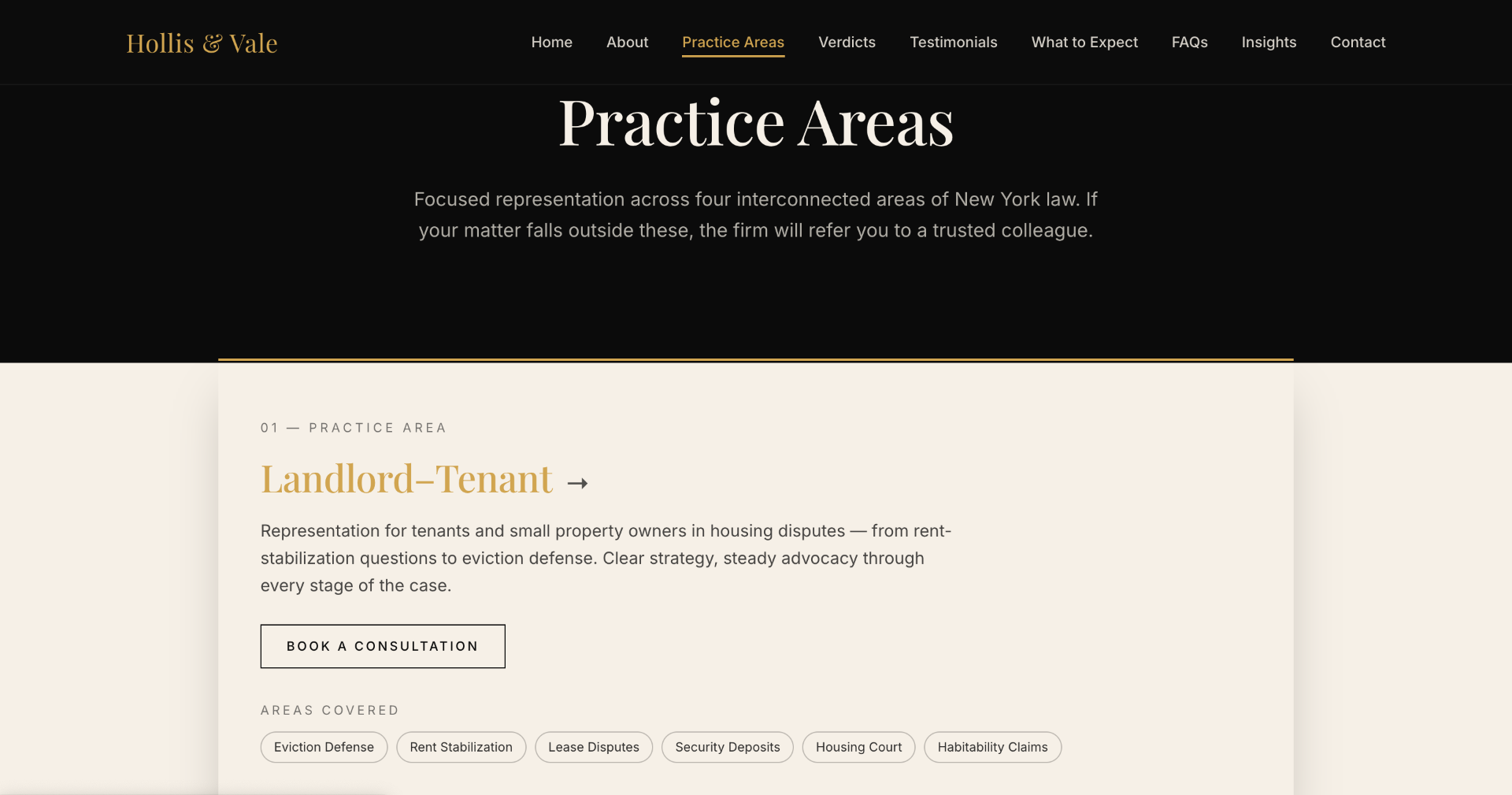Hollis Vale Law — Practice Areas