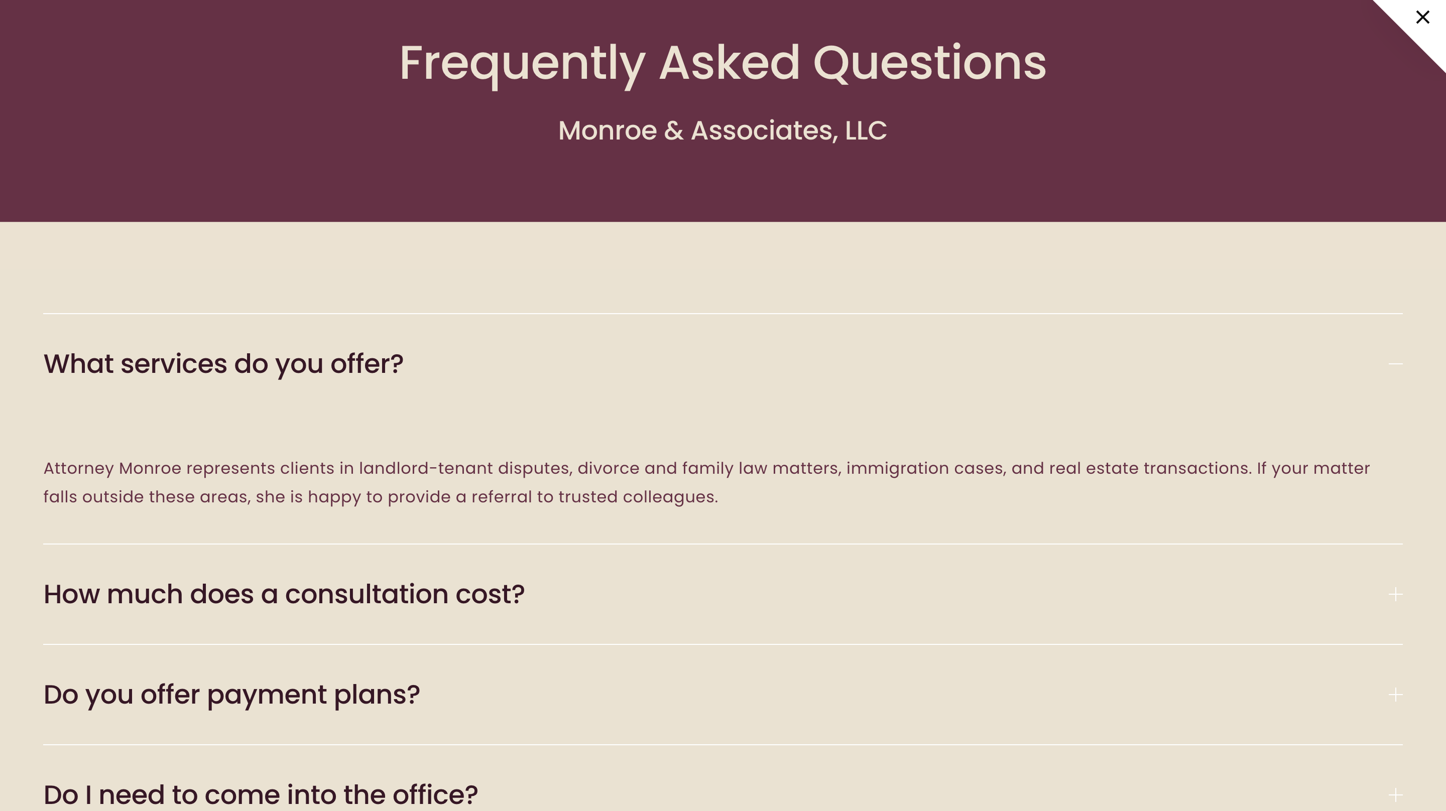 Monroe & Associates — FAQs